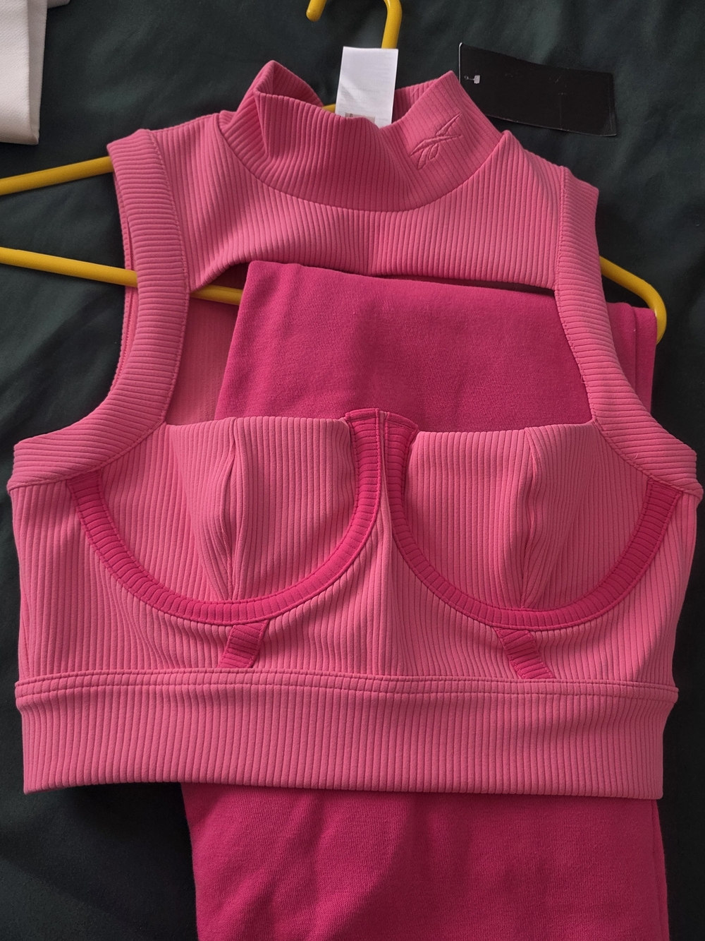 Hot Pink Ribbed Cutout Crop Top